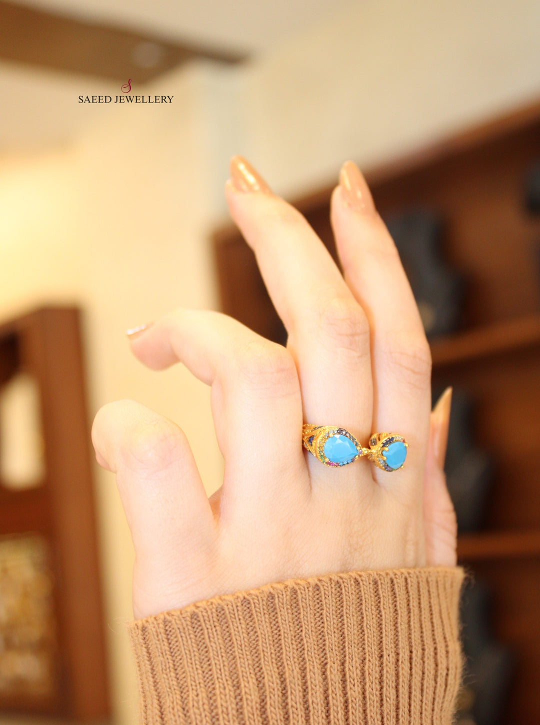 21K Gold Fancy Stone Ring by Saeed Jewelry - Image 5