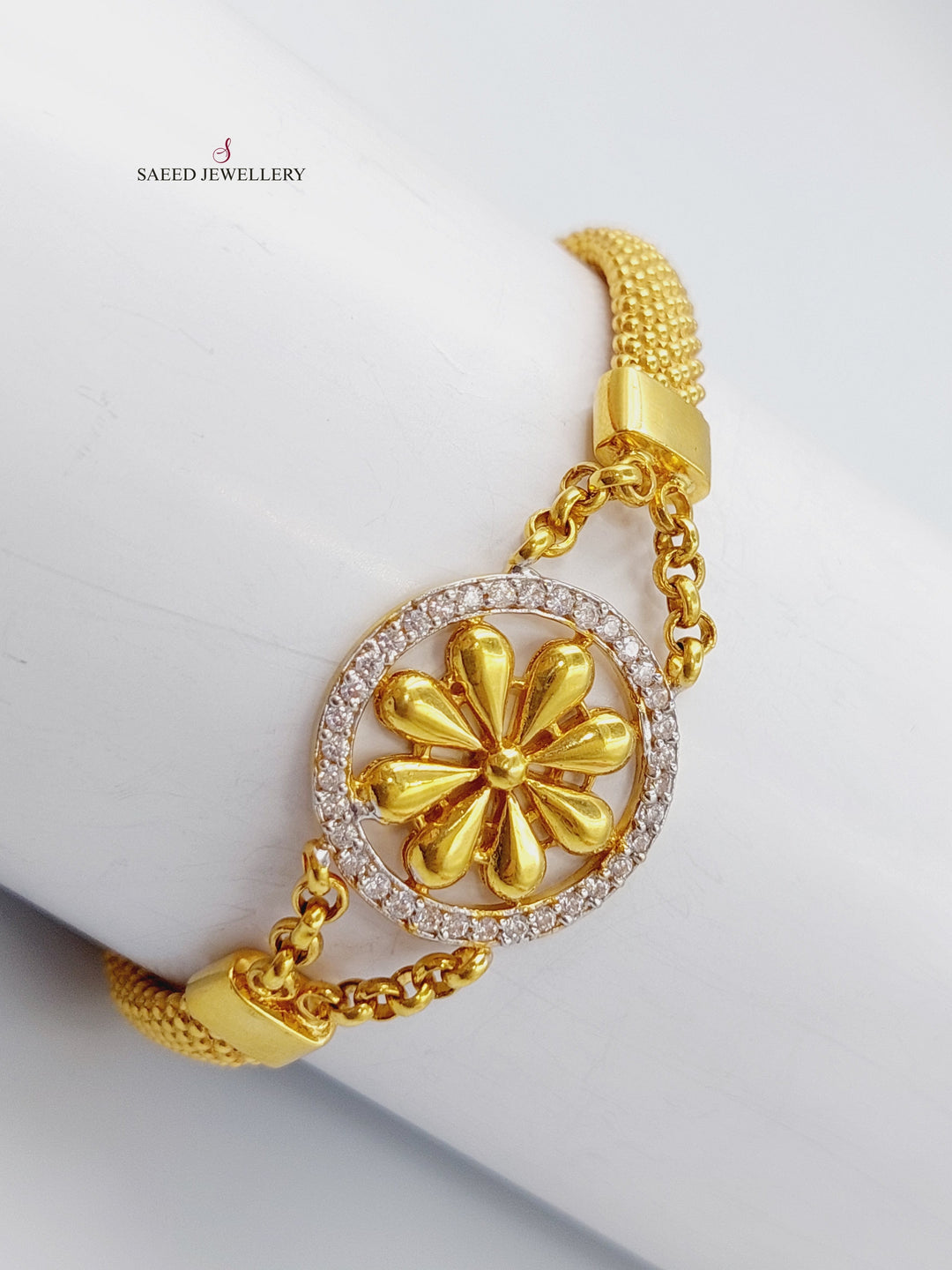 21K Gold Fancy Zirconia Bracelet by Saeed Jewelry - Image 3