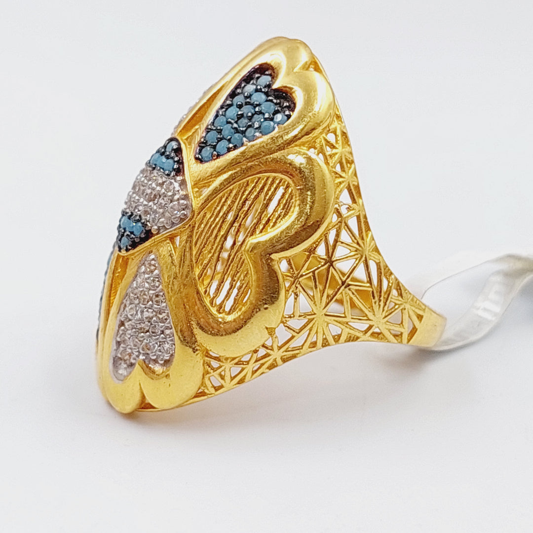 21K Gold Fancy Zirconia Ring by Saeed Jewelry - Image 1