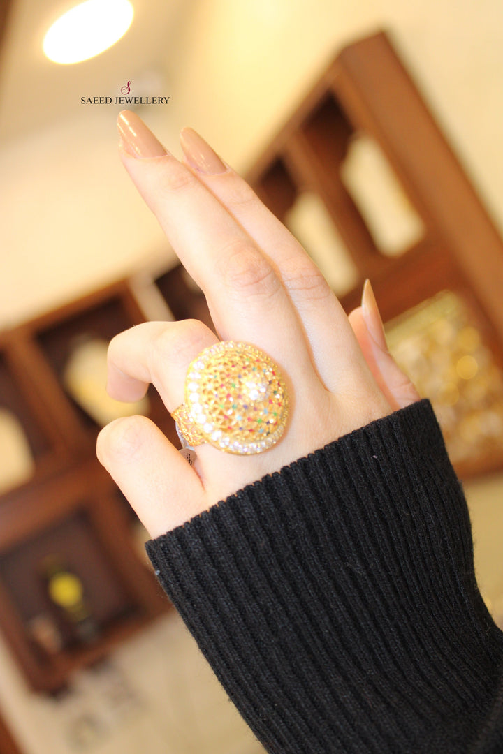 21K Gold Fancy Zirconia Ring by Saeed Jewelry - Image 2