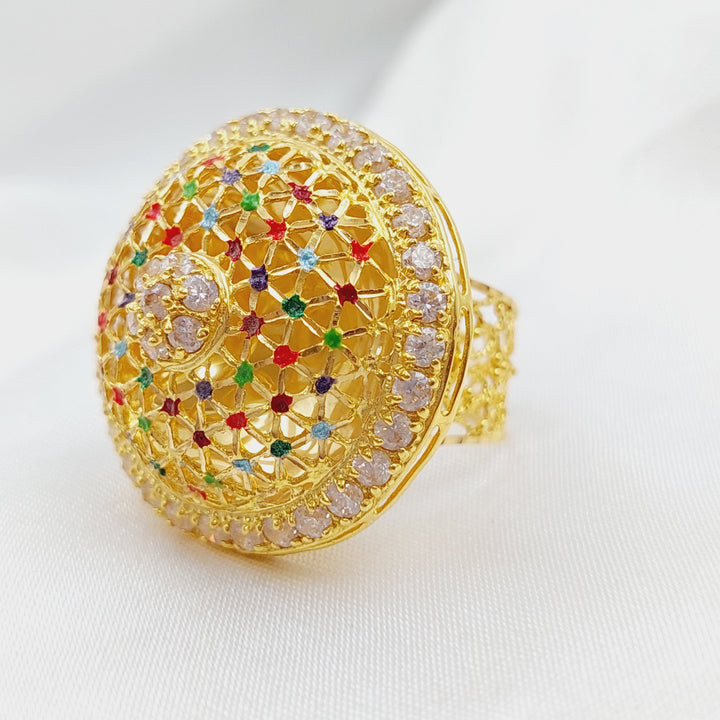 21K Gold Fancy Zirconia Ring by Saeed Jewelry - Image 3