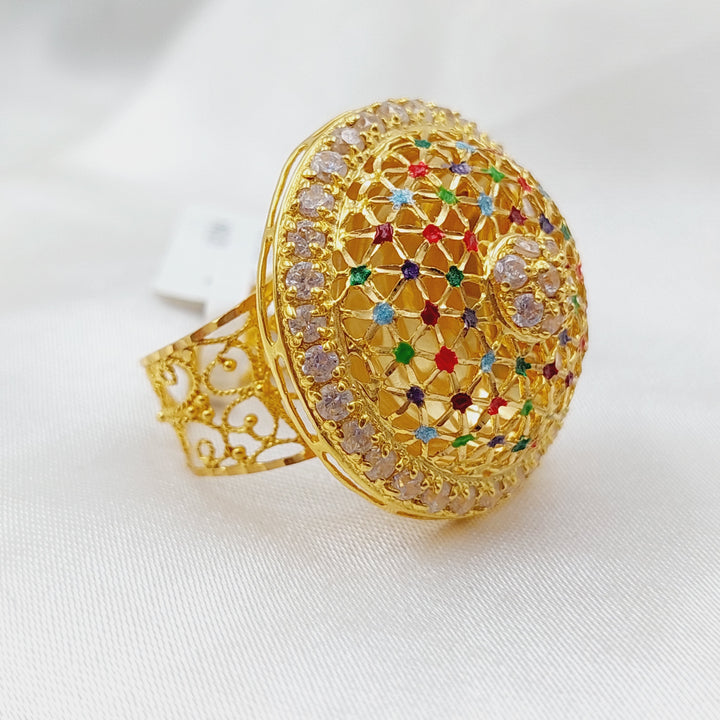 21K Gold Fancy Zirconia Ring by Saeed Jewelry - Image 1