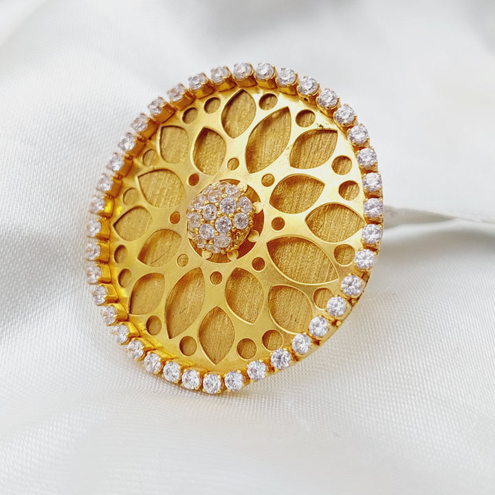 21K Gold Fancy Zirconia Ring by Saeed Jewelry - Image 1