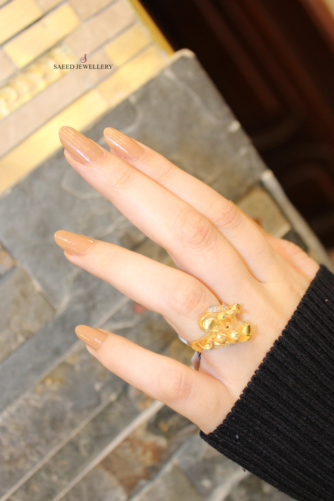 21K Gold Fancy Zirconia Ring by Saeed Jewelry - Image 2