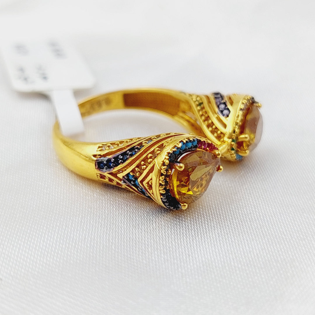 21K Gold Fancy Zirconia Ring by Saeed Jewelry - Image 5