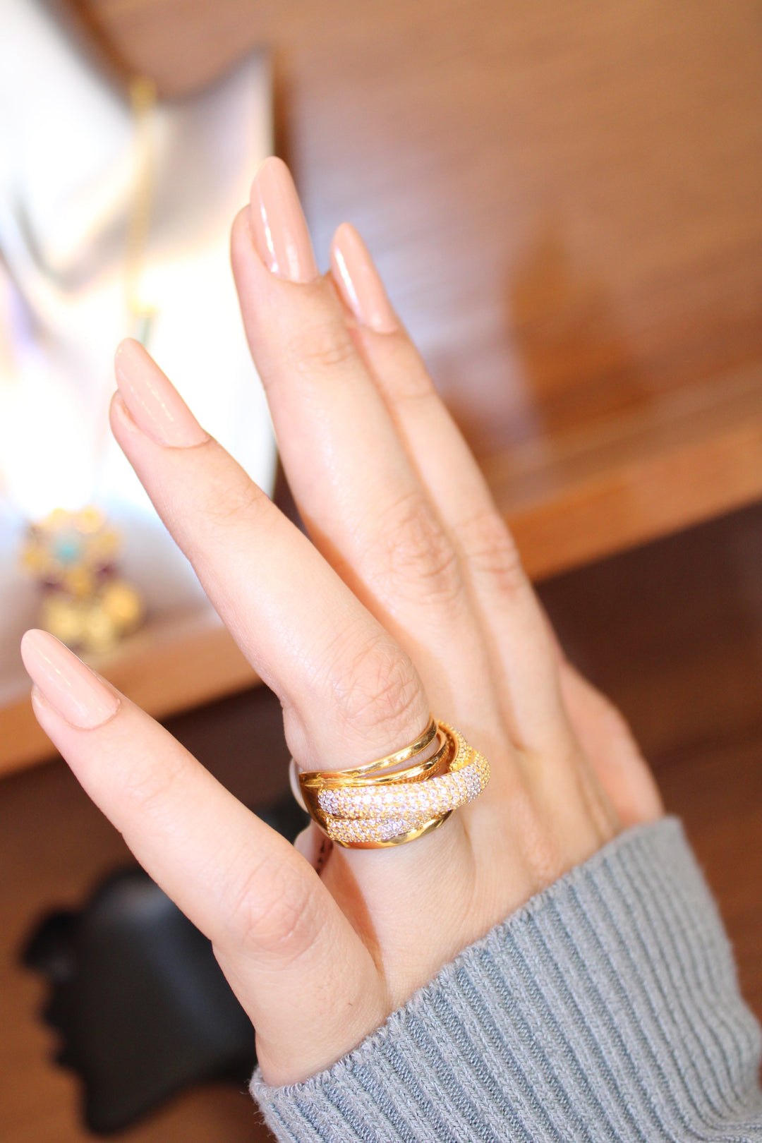 21K Gold Fancy Zirconia Ring by Saeed Jewelry - Image 5