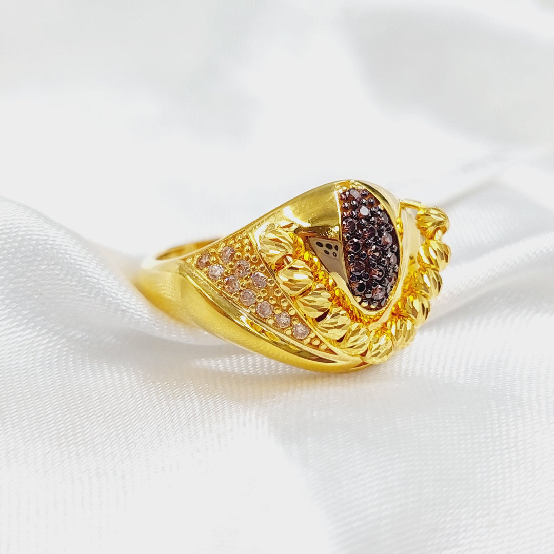 21K Gold Fancy Zirconia Ring by Saeed Jewelry - Image 1