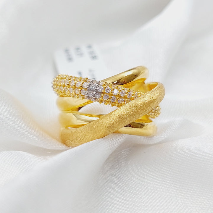 21K Gold Fancy Zirconia Ring by Saeed Jewelry - Image 3