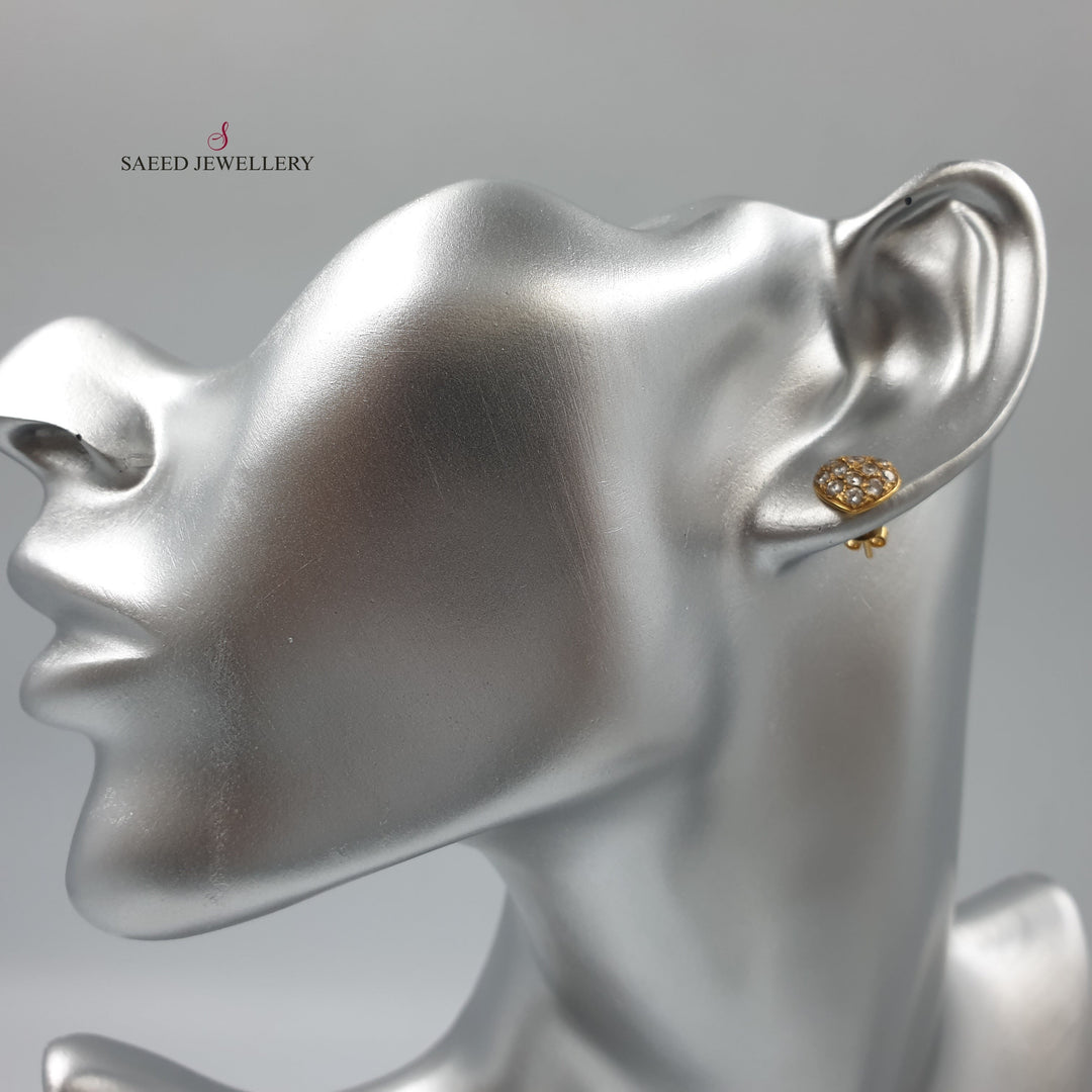 21K Gold Fancy screw Earrings by Saeed Jewelry - Image 2