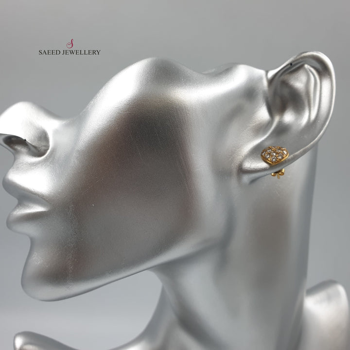 21K Gold Fancy screw Earrings by Saeed Jewelry - Image 2