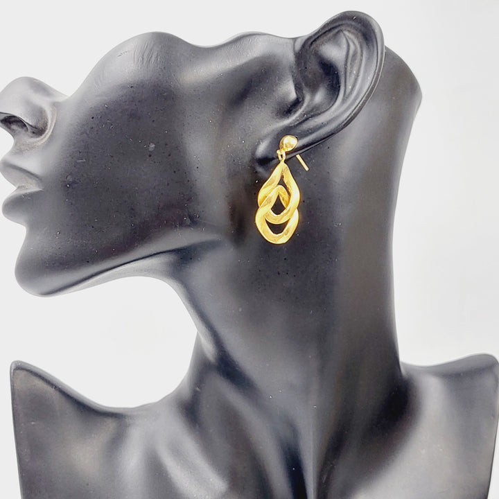 21K Gold Fancy screw Earrings by Saeed Jewelry - Image 2