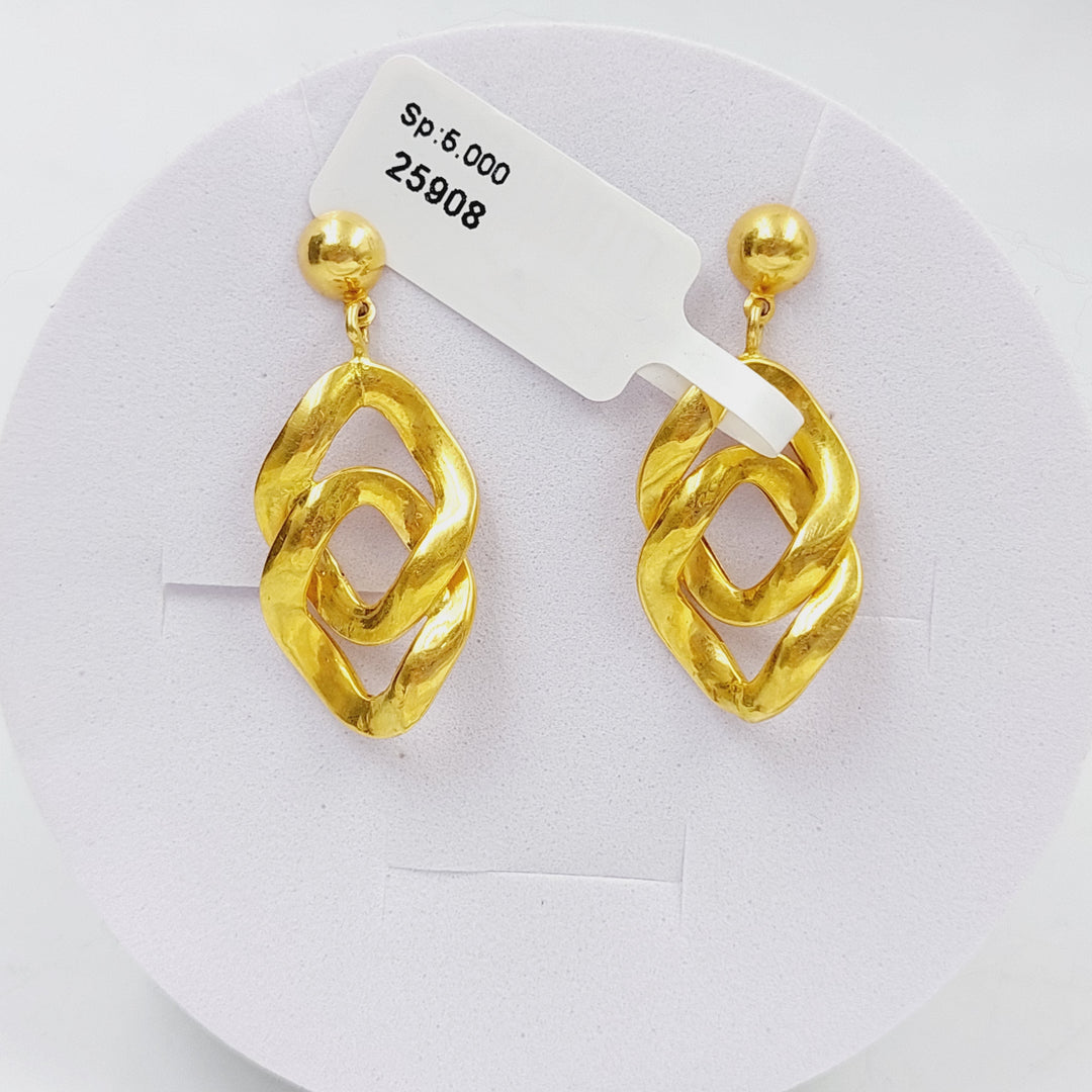 21K Gold Fancy screw Earrings by Saeed Jewelry - Image 1