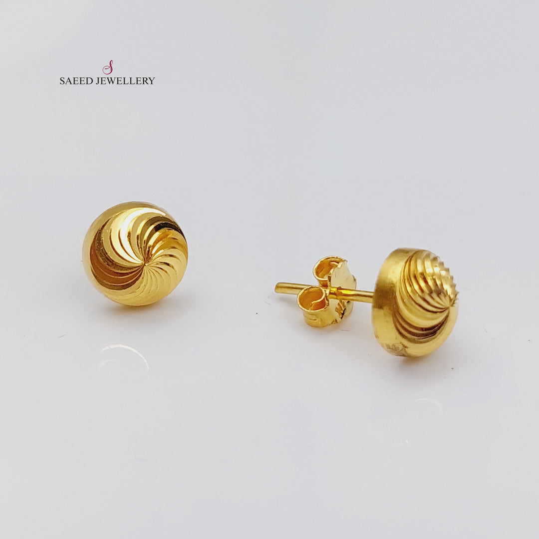 21K Gold Fancy screw Earrings by Saeed Jewelry - Image 4