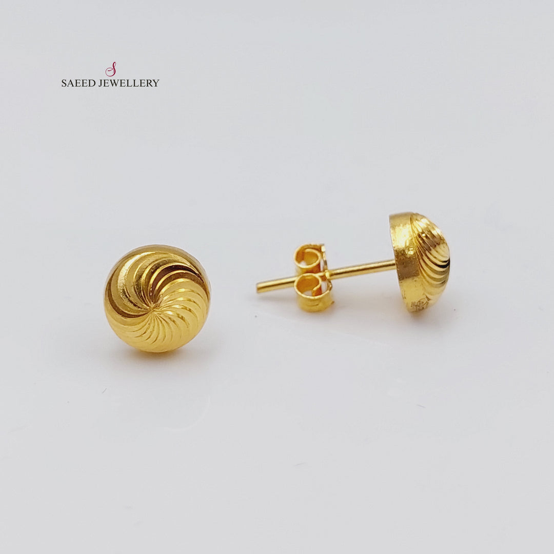 21K Gold Fancy screw Earrings by Saeed Jewelry - Image 1