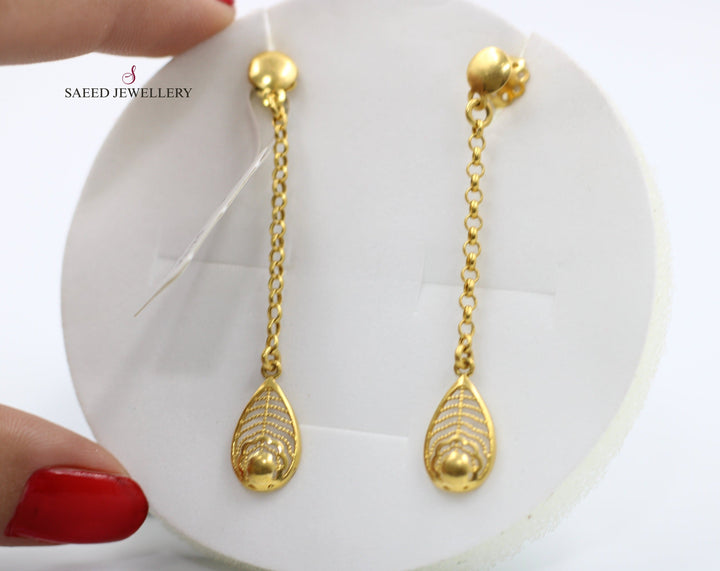 21K Gold Fancy screw Earrings by Saeed Jewelry - Image 1