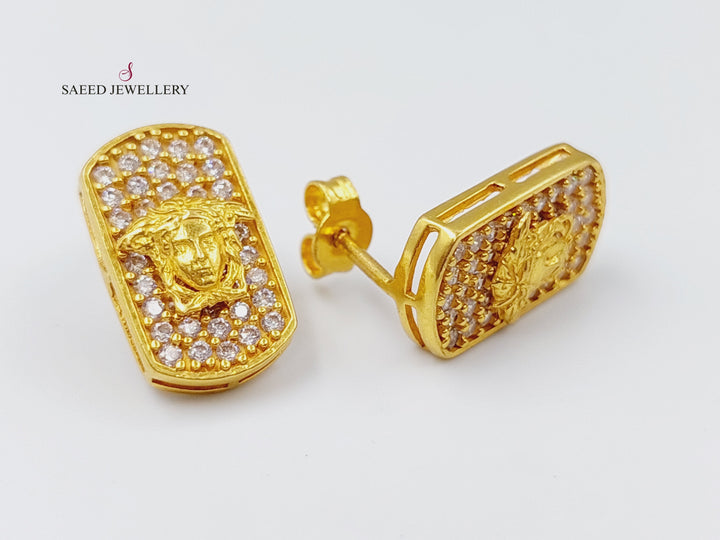 21K Gold Fancy screw Earrings by Saeed Jewelry - Image 1