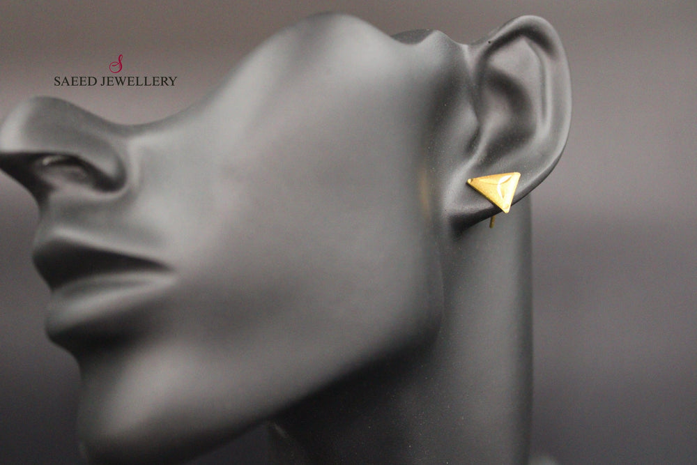 21K Gold Fancy screw Earrings by Saeed Jewelry - Image 2