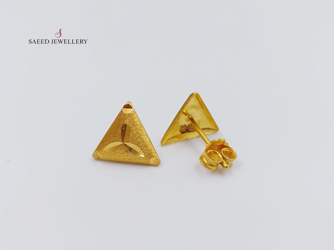 21K Gold Fancy screw Earrings by Saeed Jewelry - Image 3