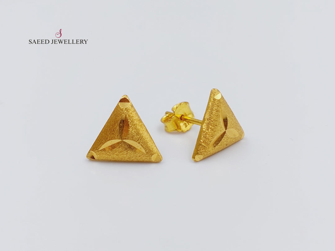 21K Gold Fancy screw Earrings by Saeed Jewelry - Image 5