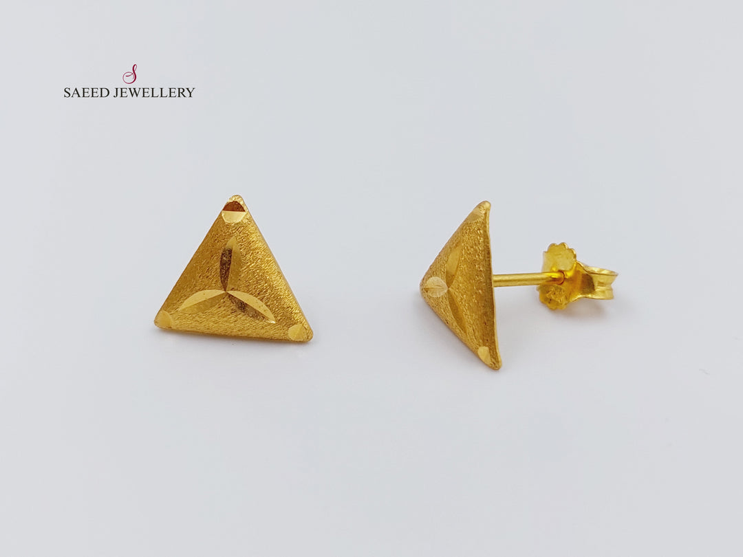 21K Gold Fancy screw Earrings by Saeed Jewelry - Image 1