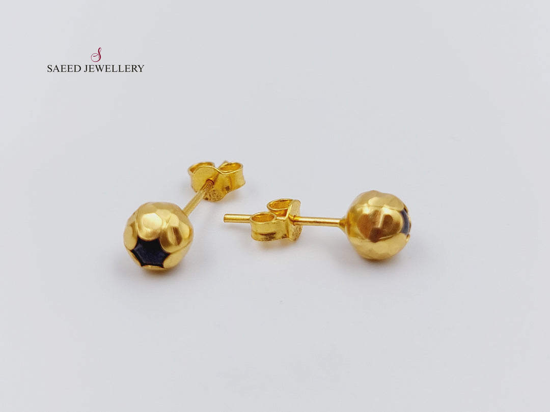 21K Gold Fancy screw Earrings by Saeed Jewelry - Image 3