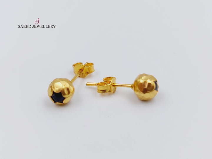 21K Gold Fancy screw Earrings by Saeed Jewelry - Image 3