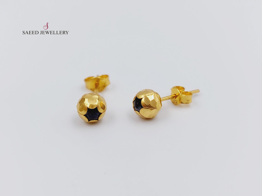 21K Gold Fancy screw Earrings by Saeed Jewelry - Image 1