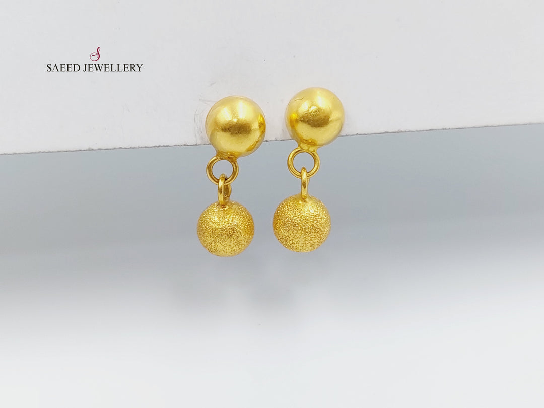 21K Gold Fancy screw Earrings by Saeed Jewelry - Image 3