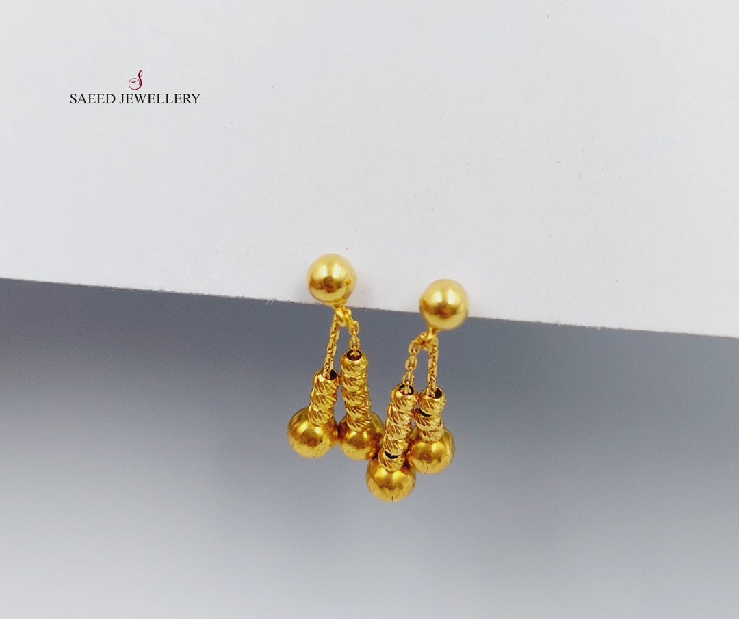 21K Gold Fancy screw Earrings by Saeed Jewelry - Image 4