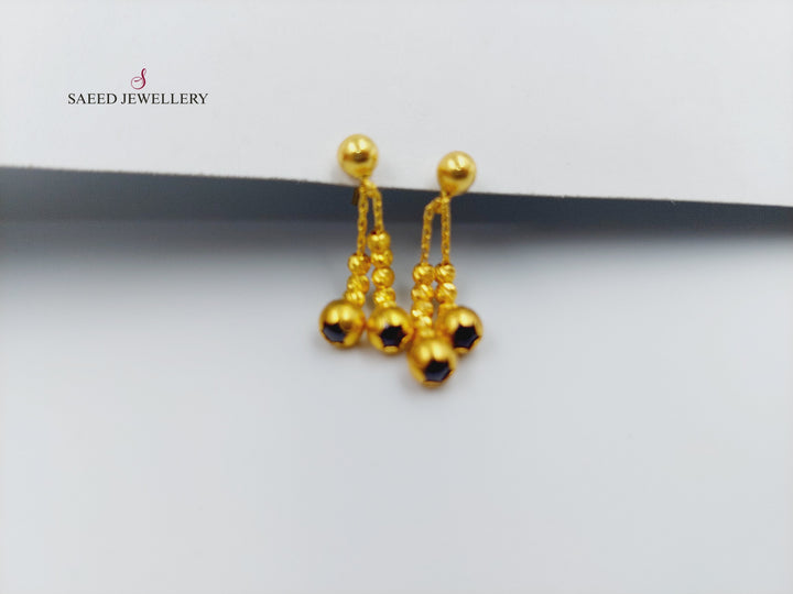 21K Gold Fancy screw Earrings by Saeed Jewelry - Image 1