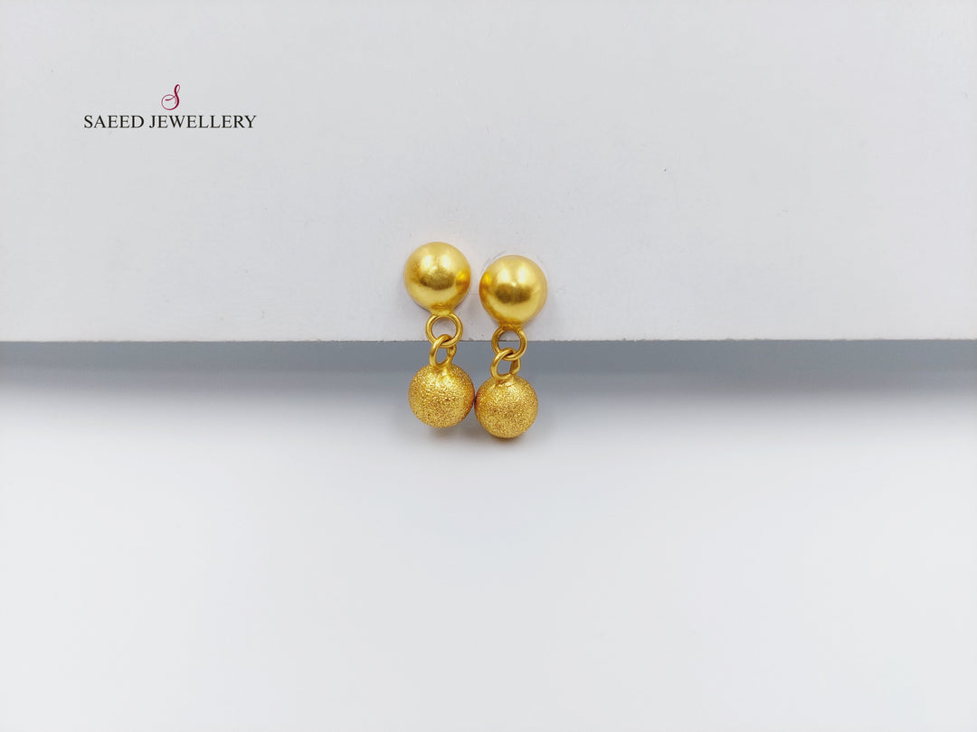 21K Gold Fancy screw Earrings by Saeed Jewelry - Image 3