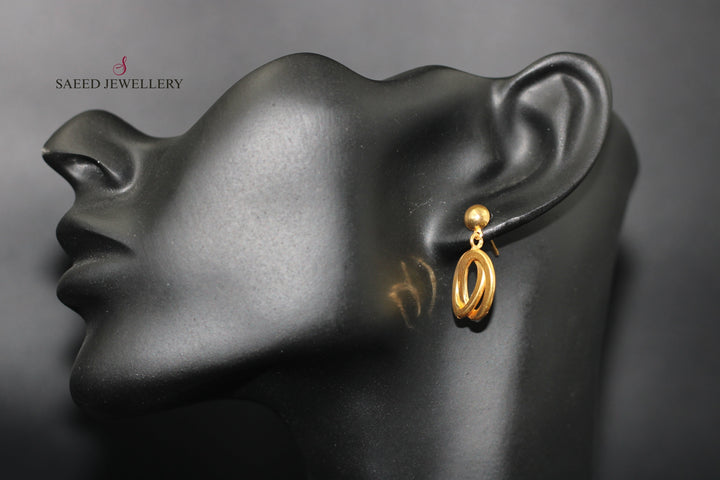 21K Gold Fancy screw Earrings by Saeed Jewelry - Image 1