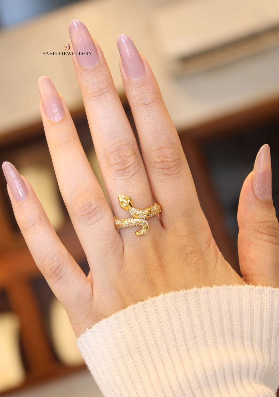 21K Gold Fancy snack Ring by Saeed Jewelry - Image 5