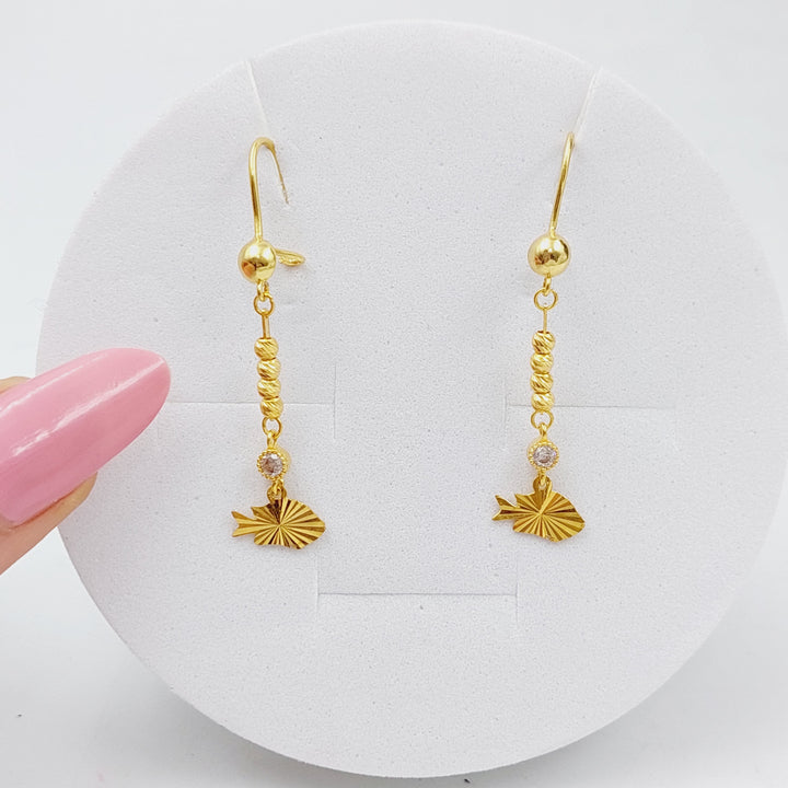 21K Fish Earrings Made of 21K Yellow Gold by Saeed Jewelry-25718