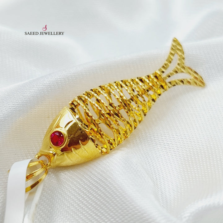 21K Gold Fish Pendant by Saeed Jewelry - Image 3