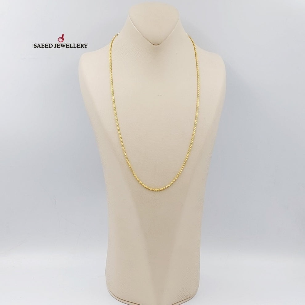 21K Gold 1.5mm Rope Chain 60cm by Saeed Jewelry - Image 2