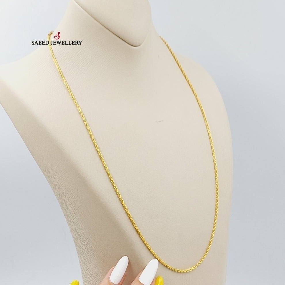 21K Gold 1.5mm Rope Chain 60cm by Saeed Jewelry - Image 3