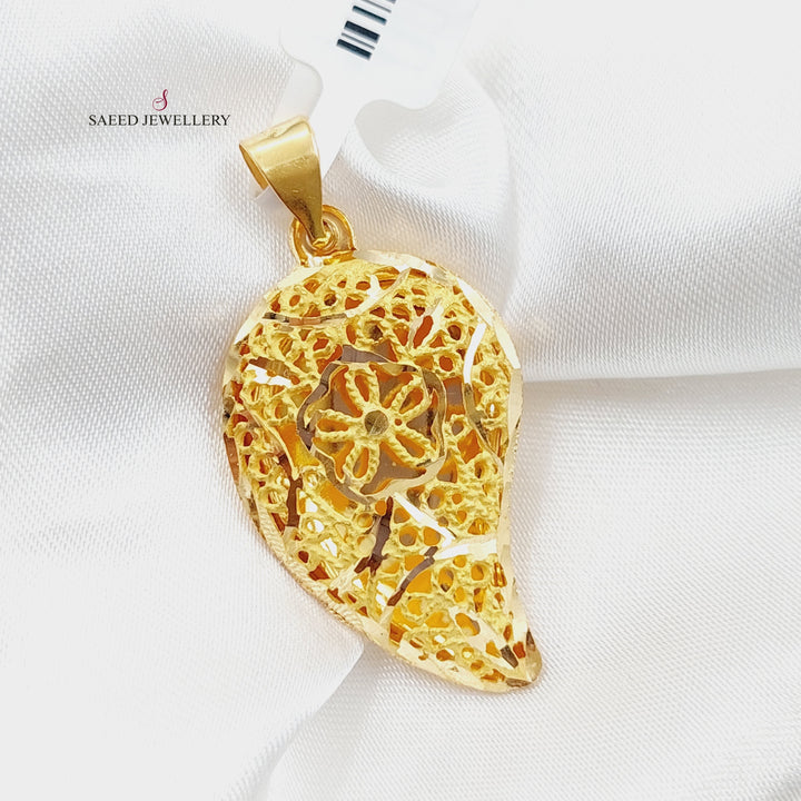 21K Gold Almond Pendant by Saeed Jewelry - Image 3