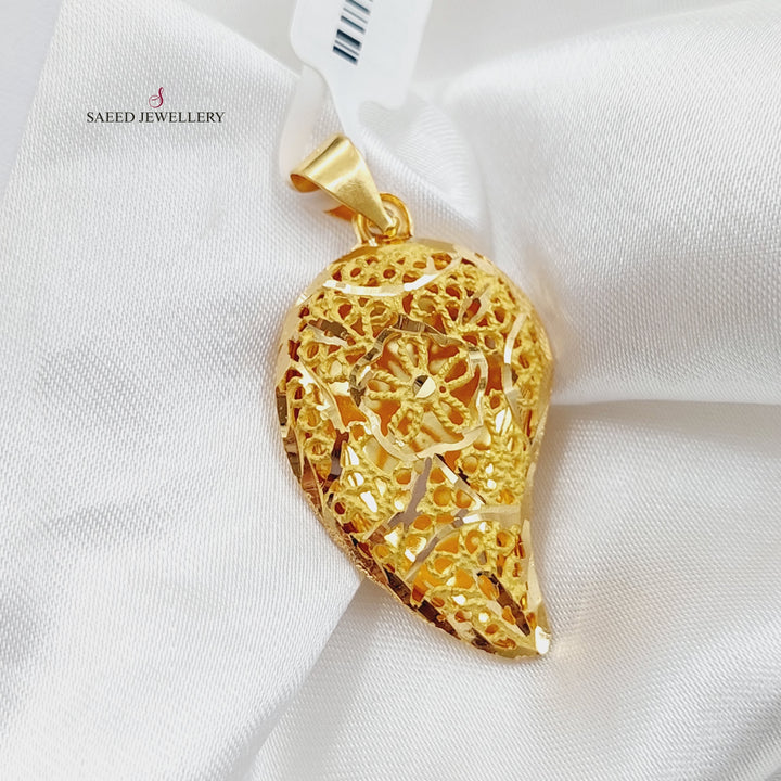 21K Gold Almond Pendant by Saeed Jewelry - Image 4