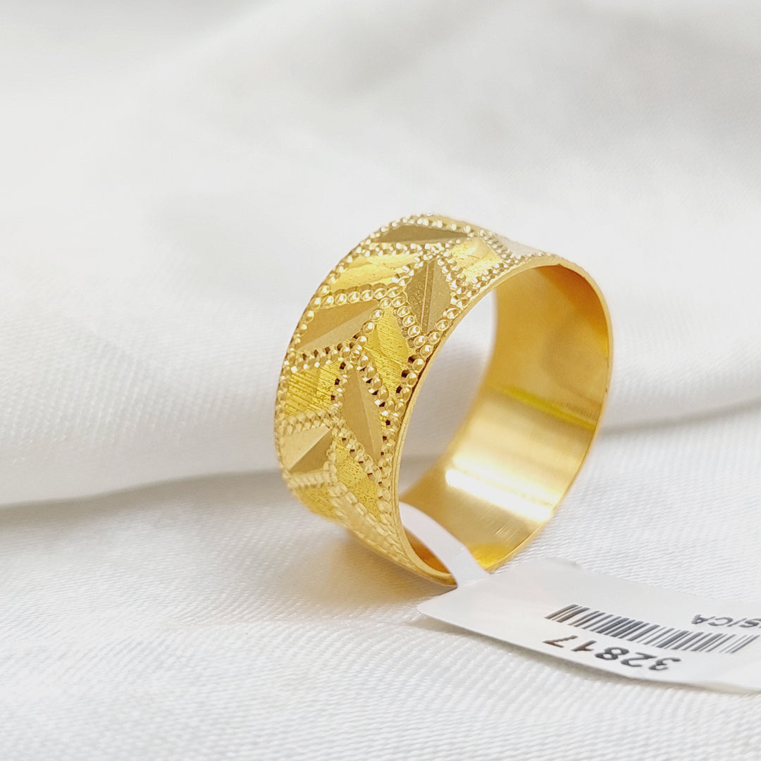 21K Gold Arrow CNC Wedding Ring by Saeed Jewelry - Image 3