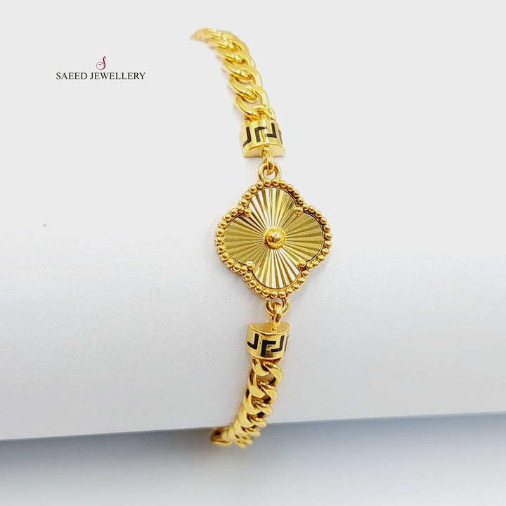 21K Gold Clover Cuban Links Bracelet by Saeed Jewelry - Image 5