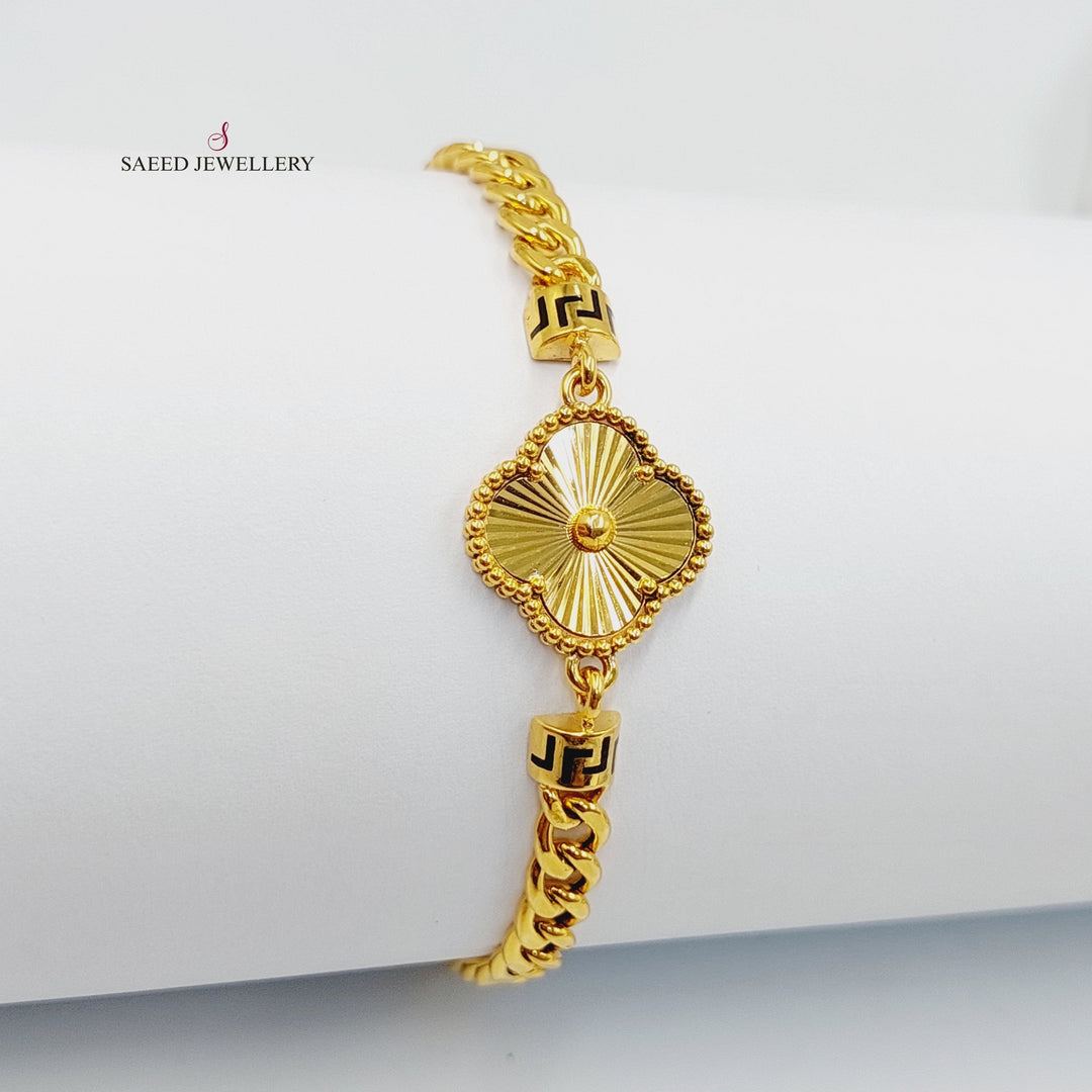 21K Gold Clover Cuban Links Bracelet by Saeed Jewelry - Image 1