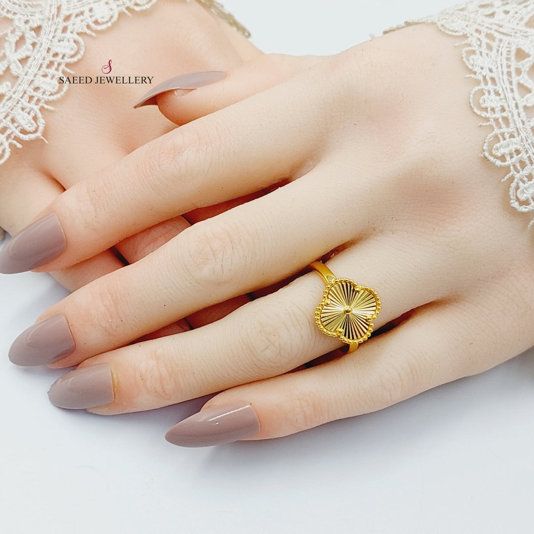 21K Gold Clover Ring by Saeed Jewelry - Image 4