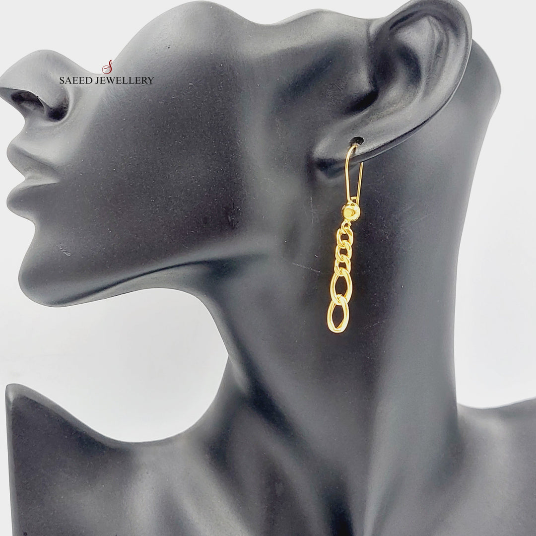 21K Gold Cuban Links Earrings by Saeed Jewelry - Image 3