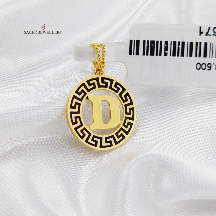 21K Gold D Letter Pendant by Saeed Jewelry - Image 2