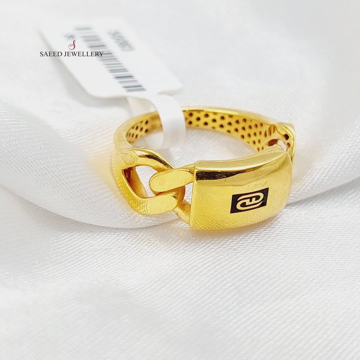 21K Gold Deluxe Bar Ring by Saeed Jewelry - Image 3