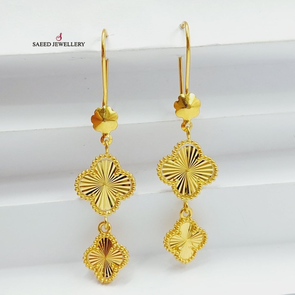 21K Gold Deluxe Clover Earrings by Saeed Jewelry - Image 5