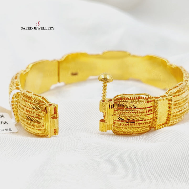 21K Gold Deluxe Kuwaiti Bracelet by Saeed Jewelry - Image 3