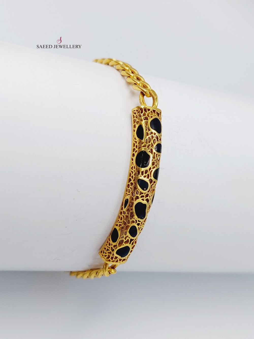 21K Gold Enamel Zirconia Bracelet by Saeed Jewelry - Image 2