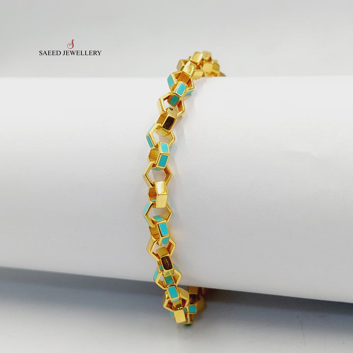 21K Gold Enameled Rhombus Bracelet by Saeed Jewelry - Image 6